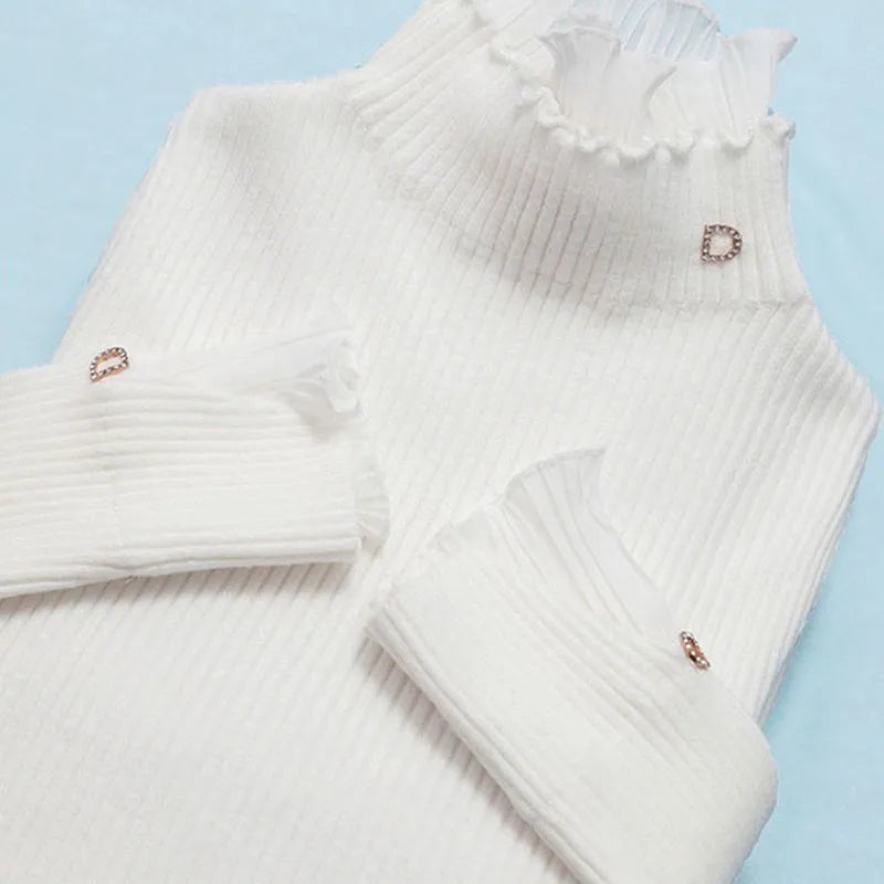 Women Sweaters Turtleneck Fake Two-piece