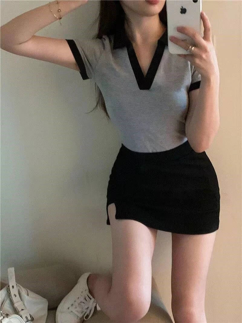 Wind Short-sleeved V-neck