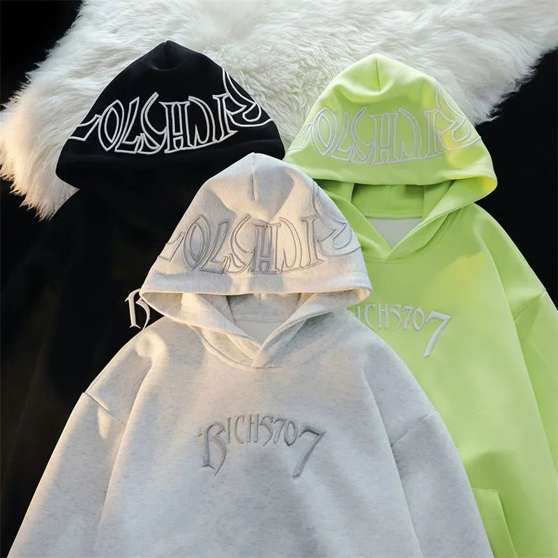 American Niche Design Sense Pull Hoodie Men Women Letters Embroidery Fashion