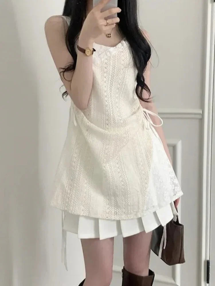 One Piece Dress Chic French Lace Sling Shirt Stacked