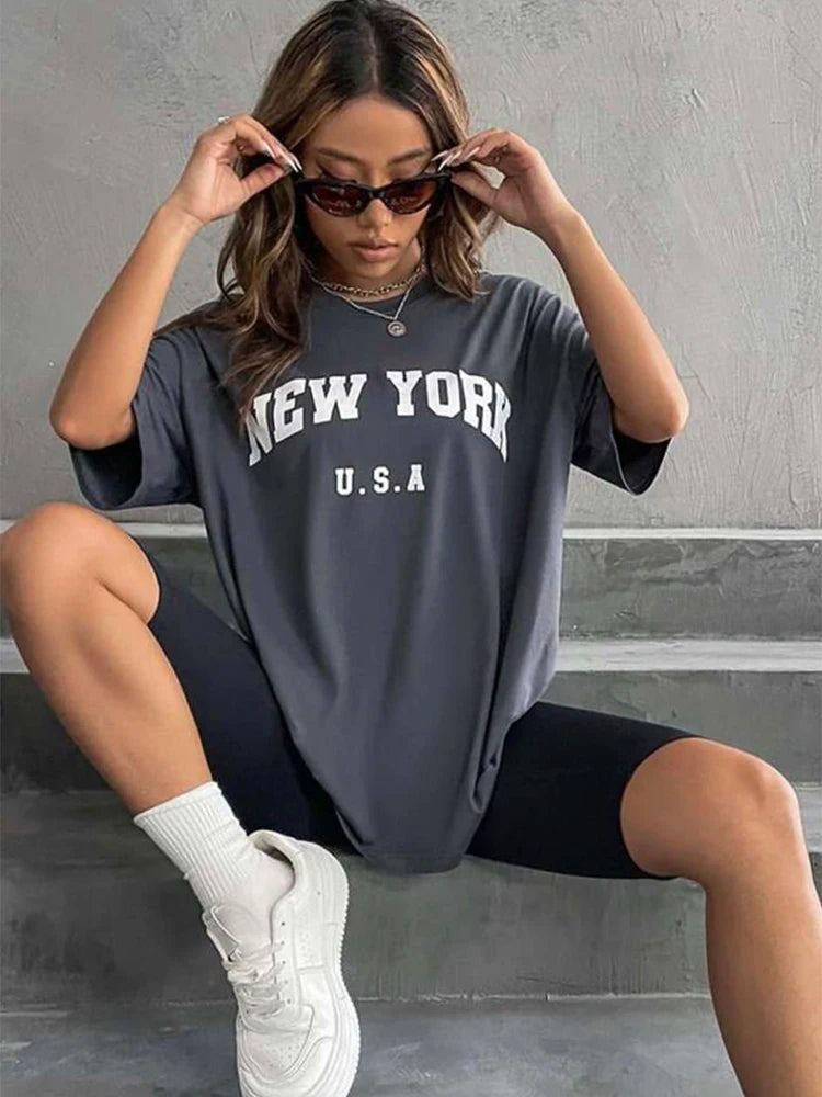 Women T-shirts New York Letter Print