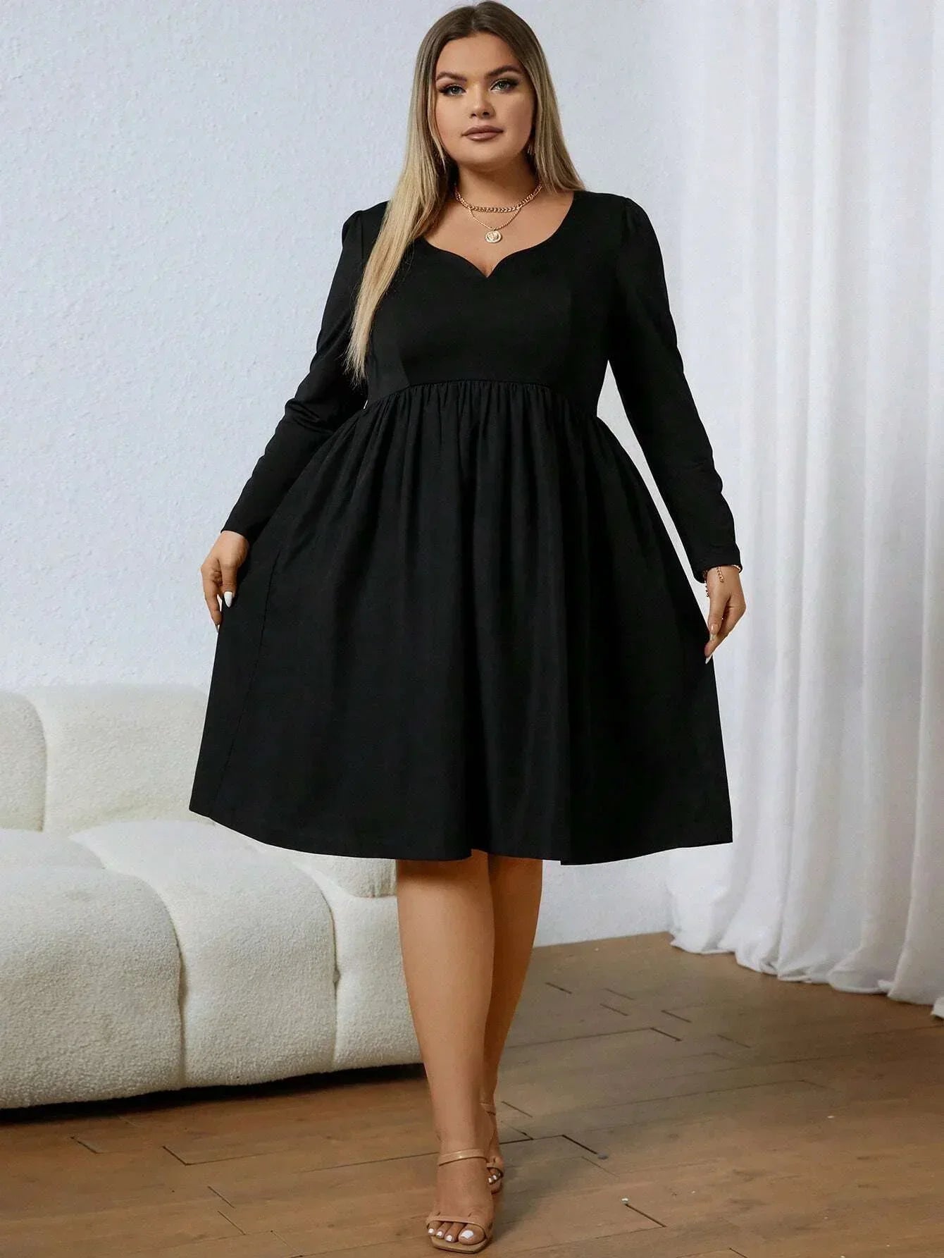 Women's Fashion Dress Plus Size 1XL-5XL Long Sleeved Casual