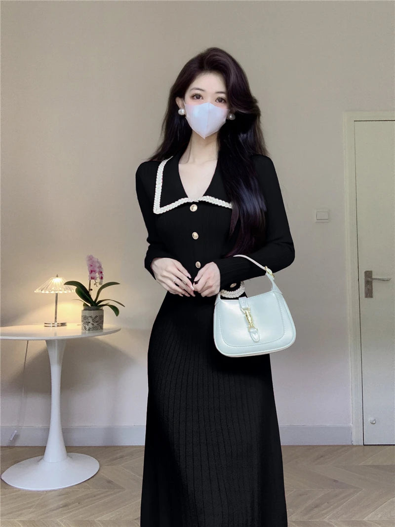 Women French Casual Knitted Dress