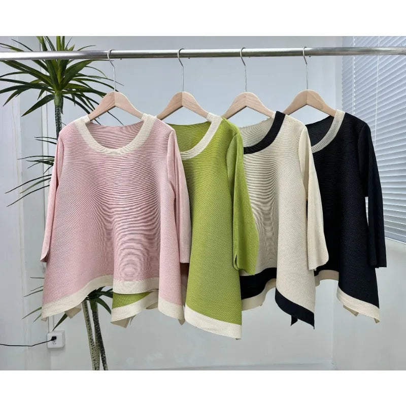 Fashion Colored Large Swing Round Neck Top