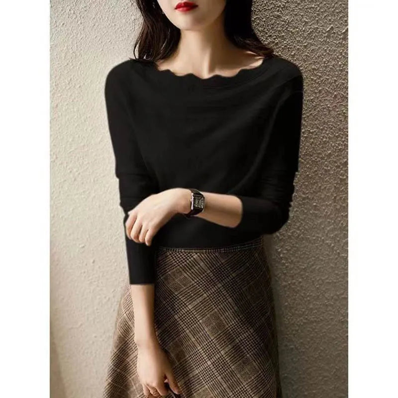 Autumn Fashion Sexy Slash Neck Pullovers Long Sleeve Sweaters