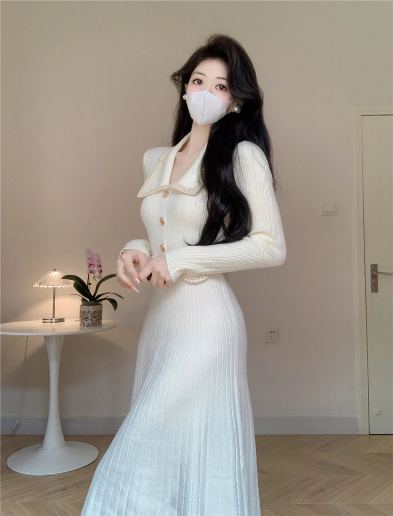 Women French Casual Knitted Dress