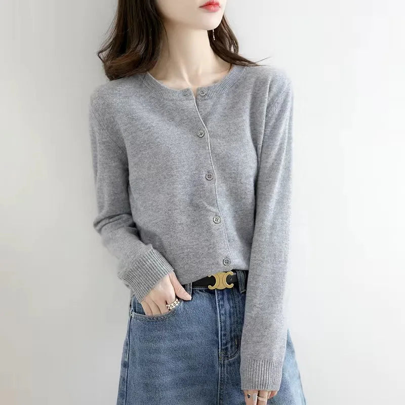 Women Cardigans Sweater O-neck