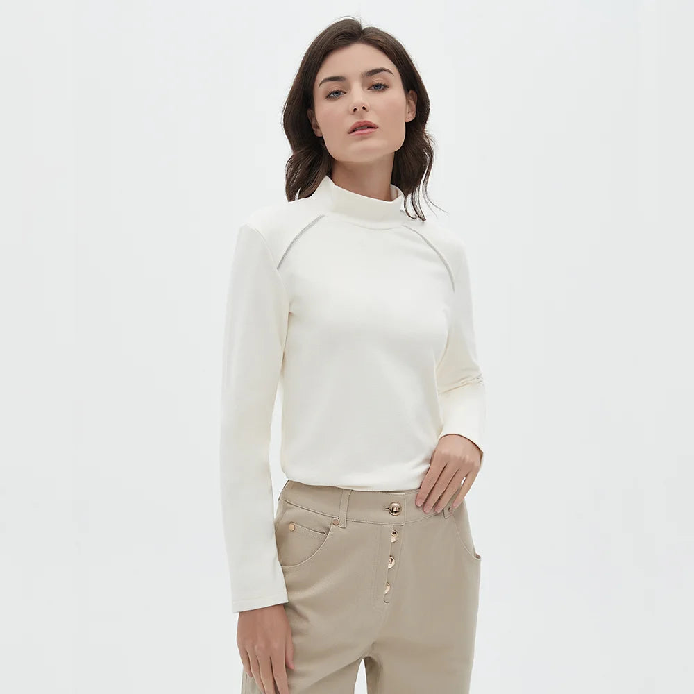 Luxury cotton base women's turtle neck t-shirt