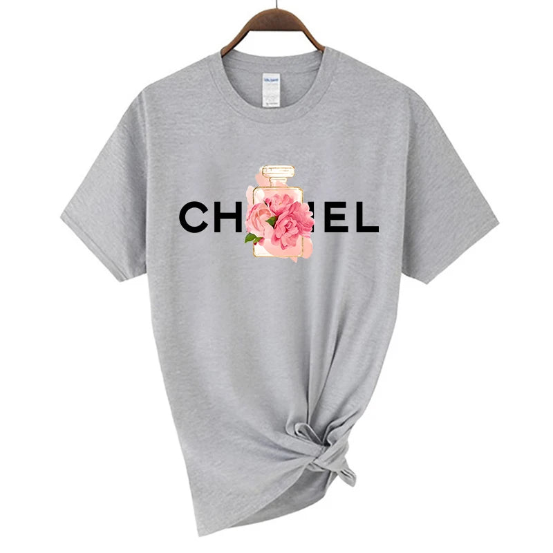 Women's Fashion T-shirt Cotton Short-sleeved O-Neck Top