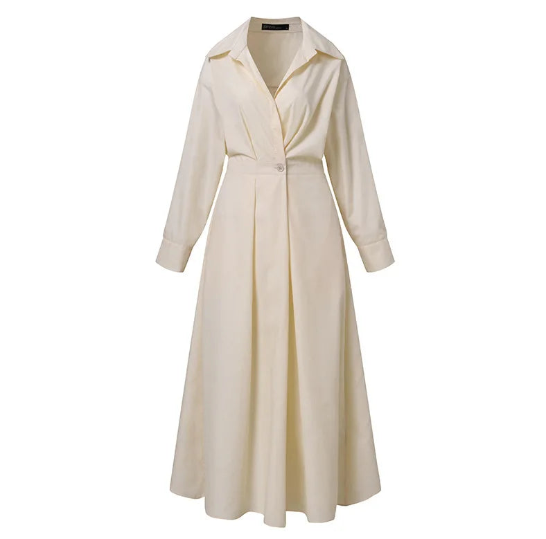Female Frock Loose Elastic Dress High Waist Slimming Plus Size