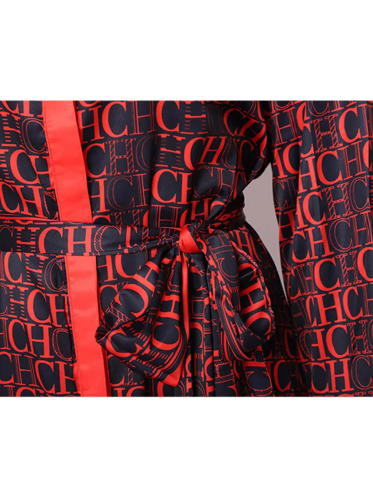 Red Evening Empire Long Sleeve Party Elegant Dresses for Female