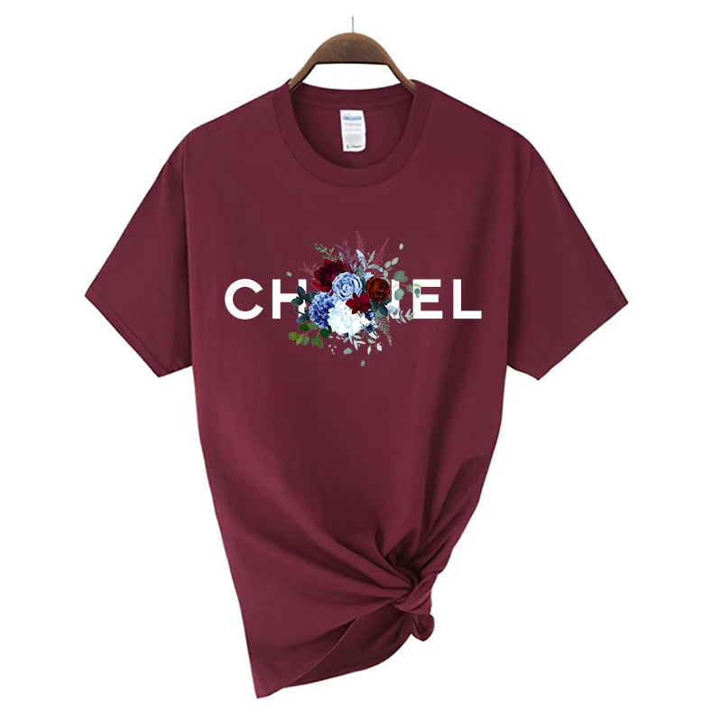 Women's Fashion T-shirt Cotton Short-sleeved O-Neck Top