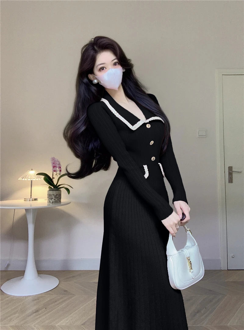 Women French Casual Knitted Dress