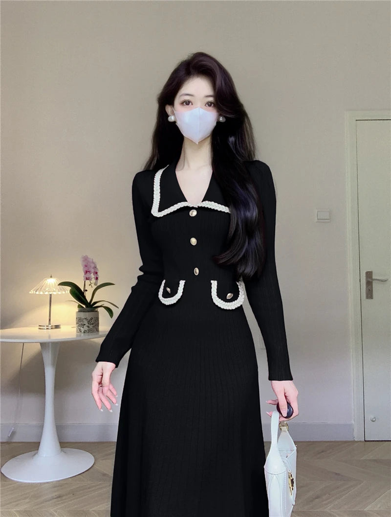 Women French Casual Knitted Dress