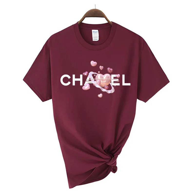Women's Fashion T-shirt Cotton Short-sleeved O-Neck Top