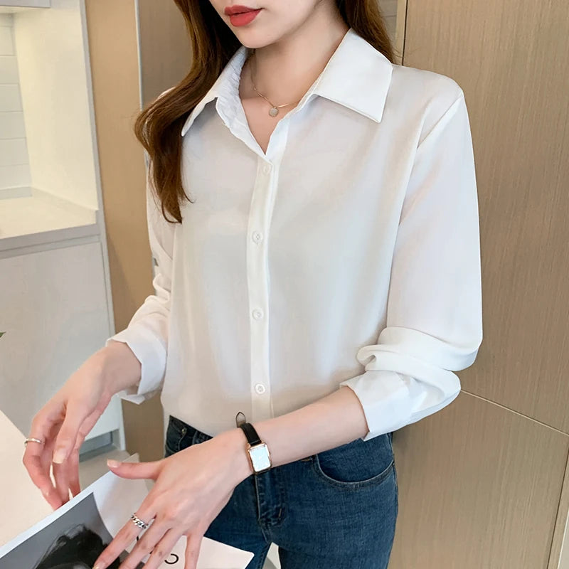 New Fashion Elegant Satin shirts solid color