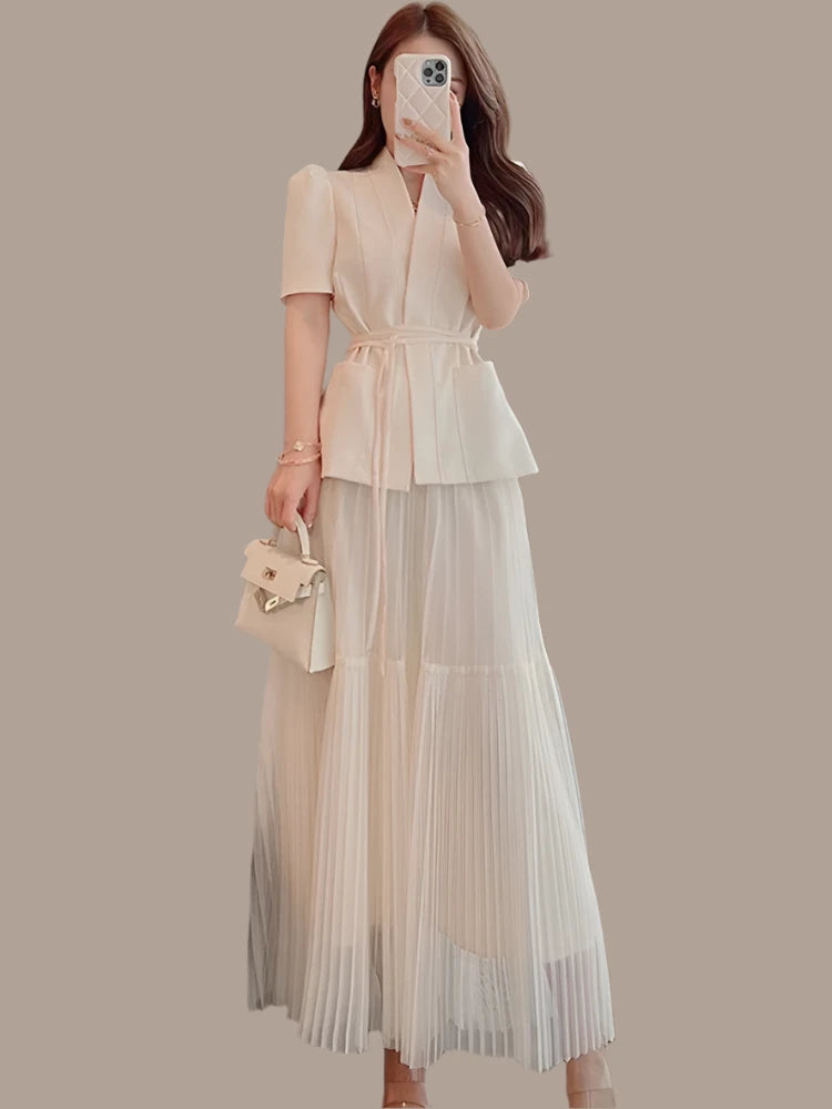 Queen Elegant 2 Piece Dress Short Sleeve