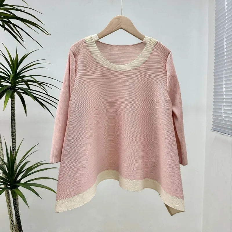 Fashion Colored Large Swing Round Neck Top