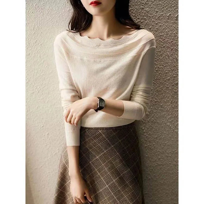 Autumn Fashion Sexy Slash Neck Pullovers Long Sleeve Sweaters