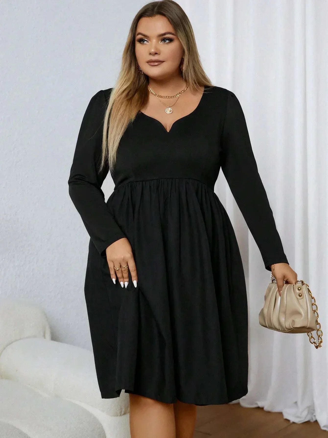 Women's Fashion Dress Plus Size 1XL-5XL Long Sleeved Casual