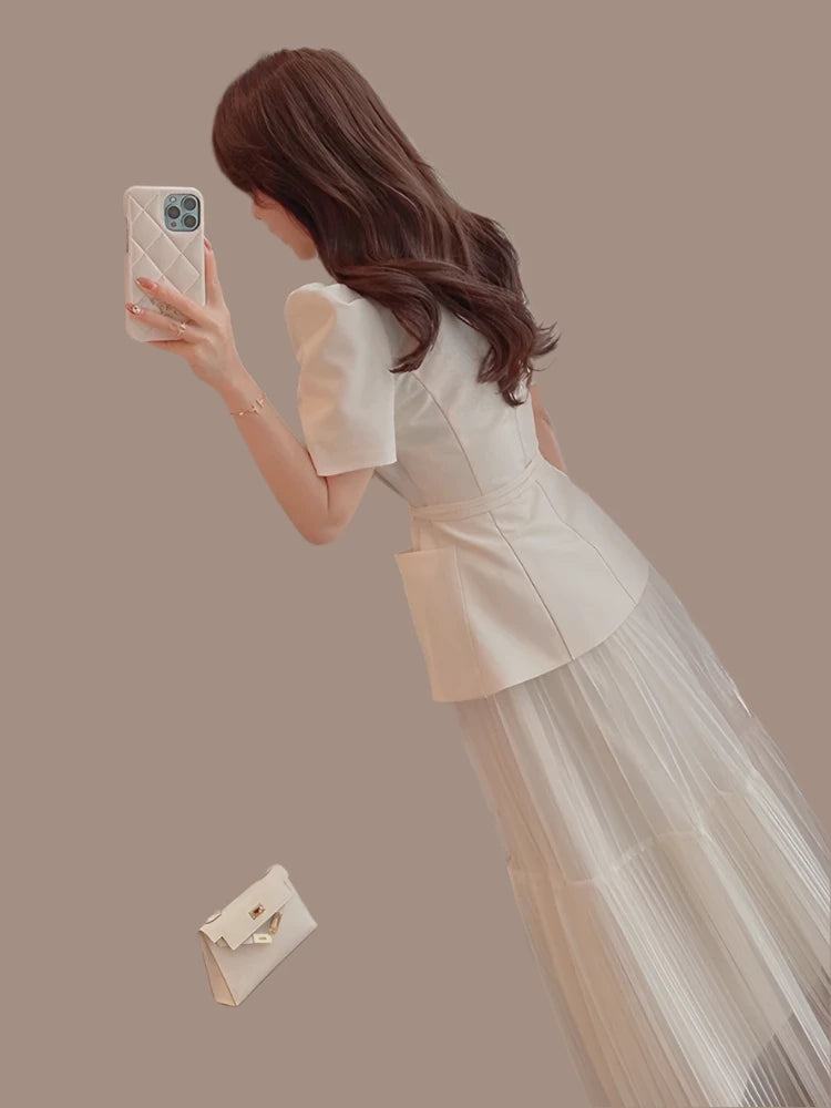 Queen Elegant 2 Piece Dress Short Sleeve