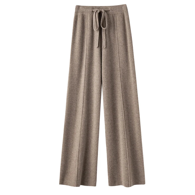 Autumn/Winter New 100% Pure Wool Cashmere Wide Leg Women's Pants