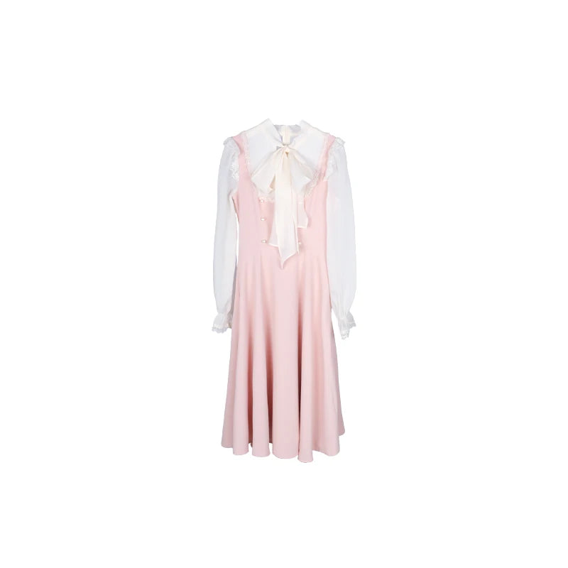 Women's Autumn Lace Vintage Fairy One-Piece Dress
