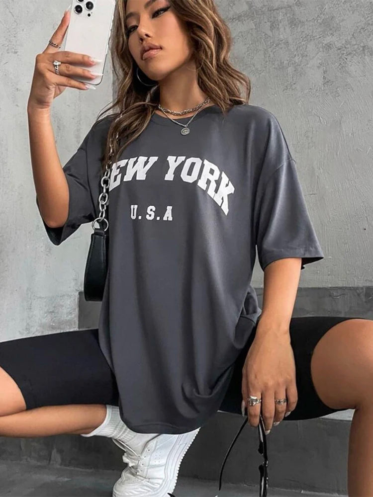 Women T-shirts New York Letter Print
