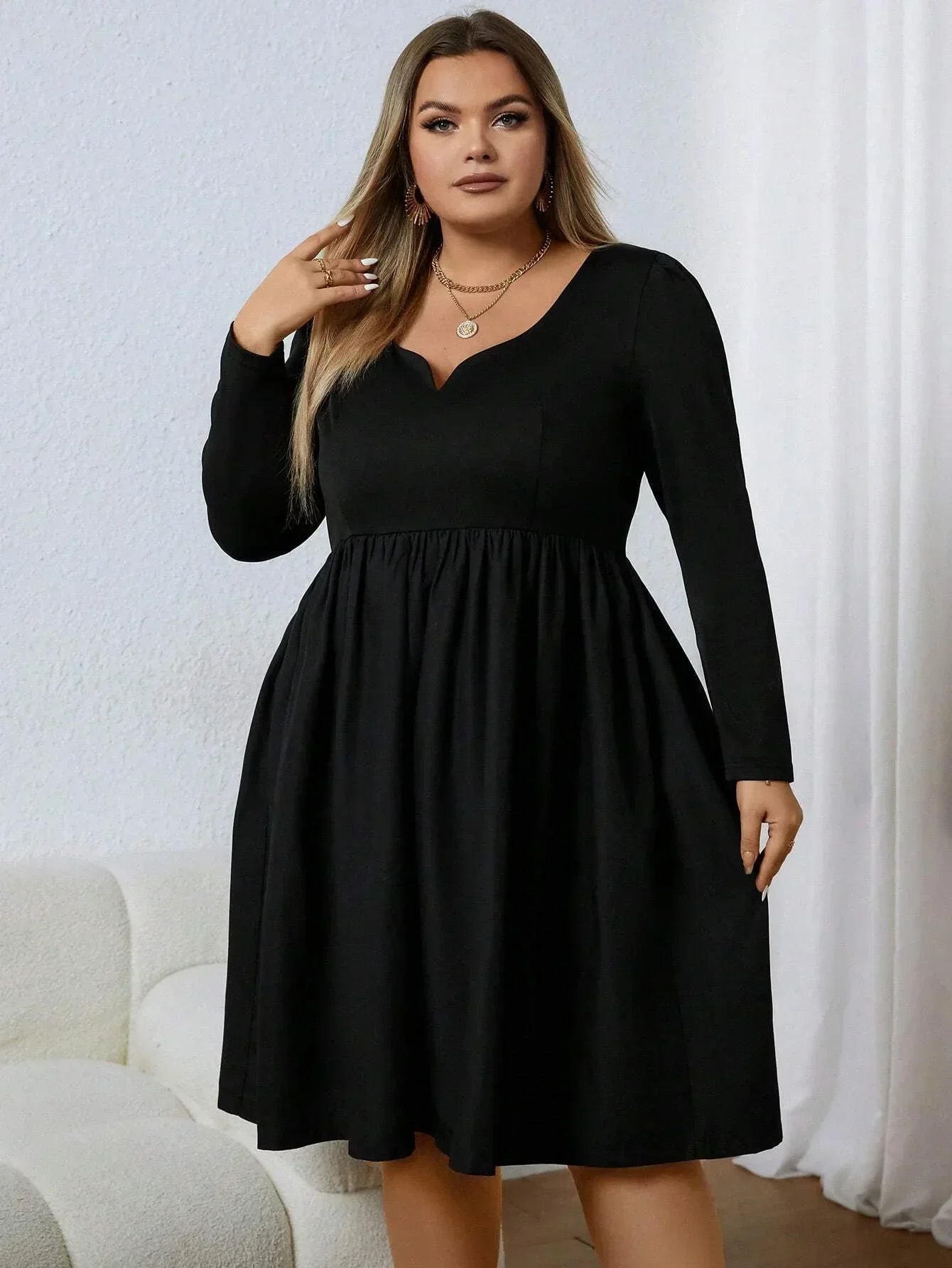 Women's Fashion Dress Plus Size 1XL-5XL Long Sleeved Casual