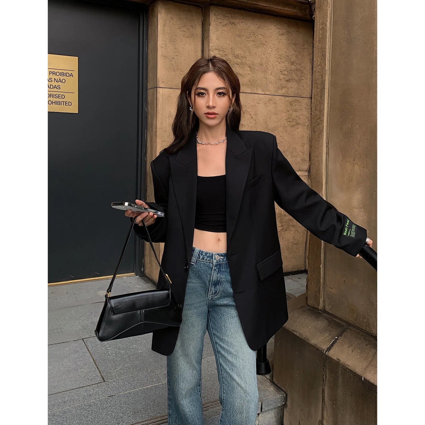 Women's Classic Coat Office Lady Blazer Wide Shoulder Fashion