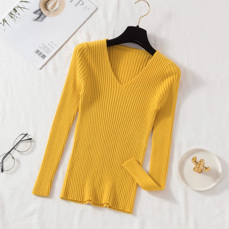 Sweaters V Neck Pullover Casual Long Sleeve
