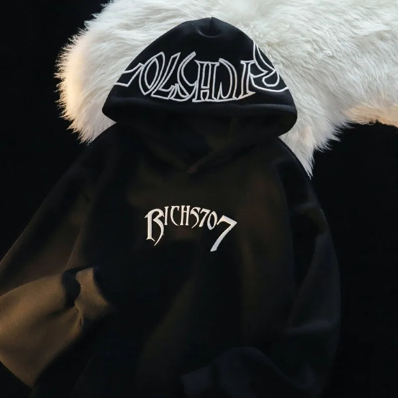 American Niche Design Sense Pull Hoodie Men Women Letters Embroidery Fashion