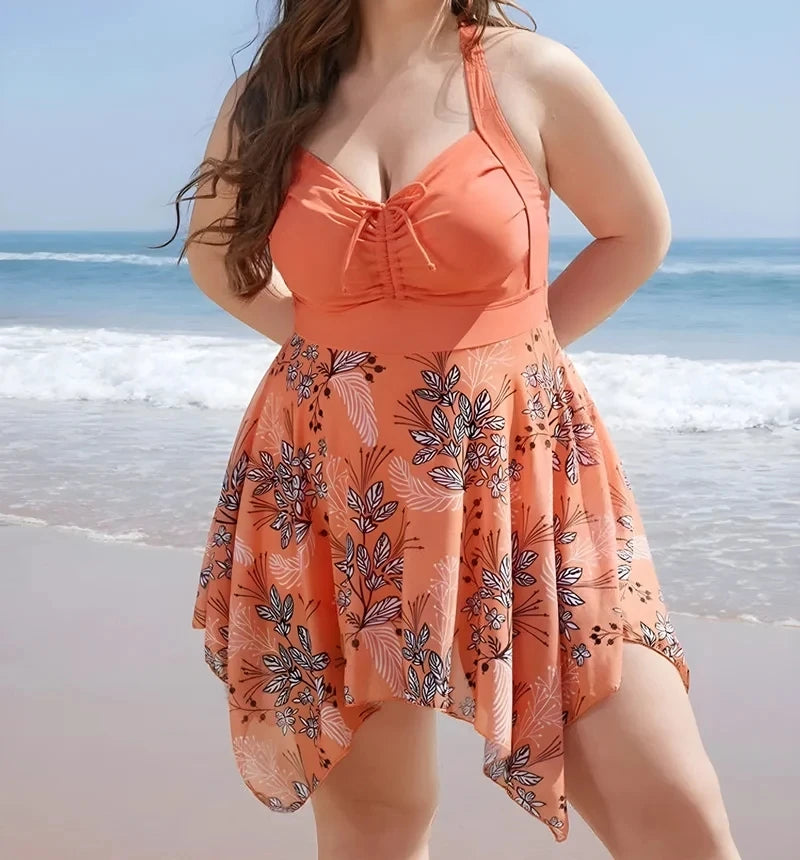 Women's Swimsuit Printed Elegant Beach Wear plus Size