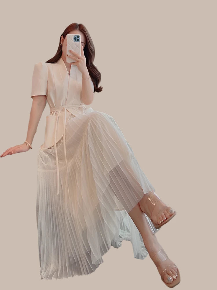 Queen Elegant 2 Piece Dress Short Sleeve