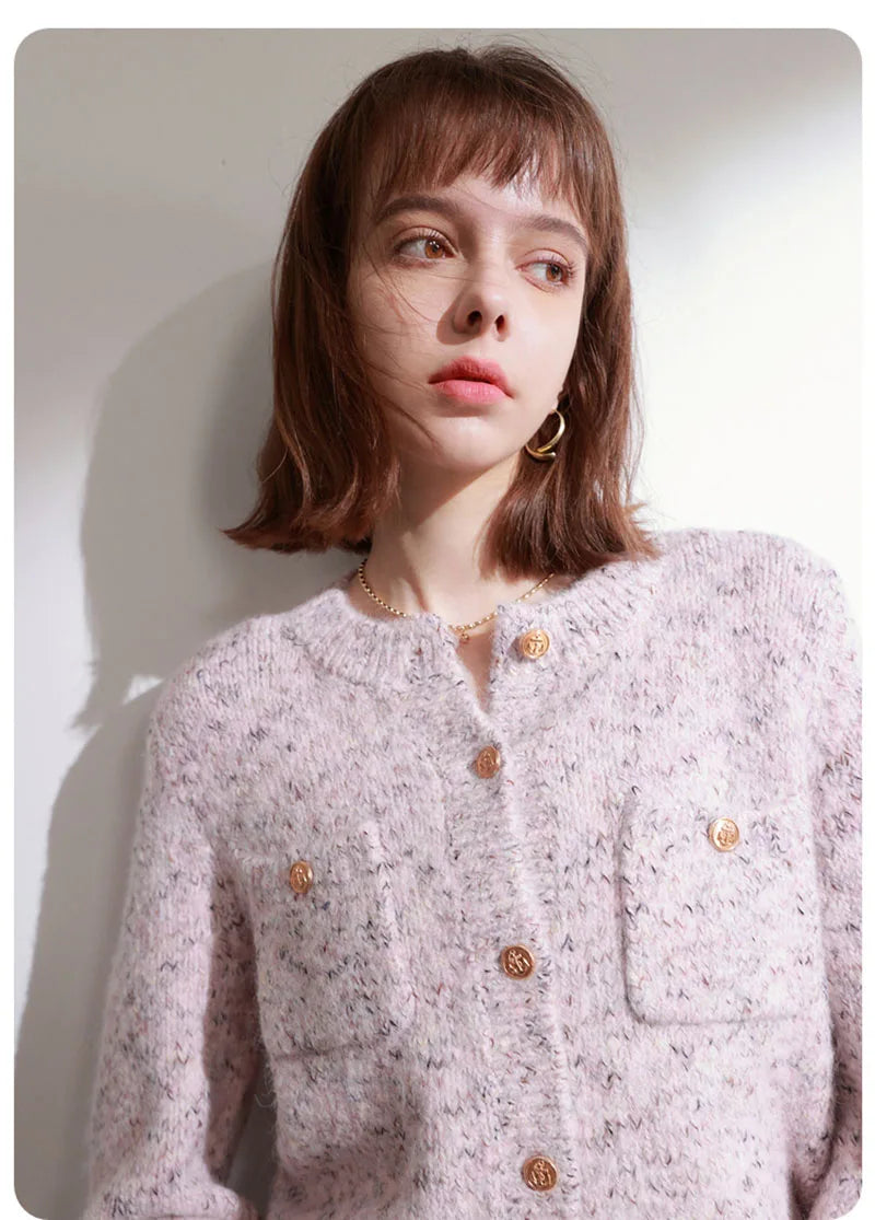 Women Sweet Cardigan Sweaters Vintage Long Sleeve O Neck Design