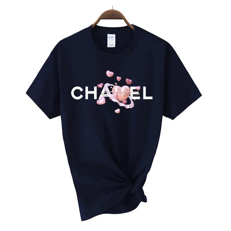 Women's Fashion T-shirt Cotton Short-sleeved O-Neck Top
