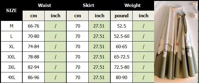 Skirt Printed Colored Horse Face Folded Loose Mid-Length Skirts