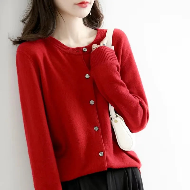 Women Cardigans Sweater O-neck