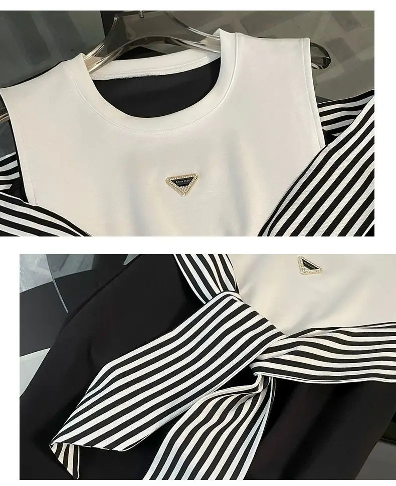 French Style Two Off Shoulder Round Neck T-shirt Dress