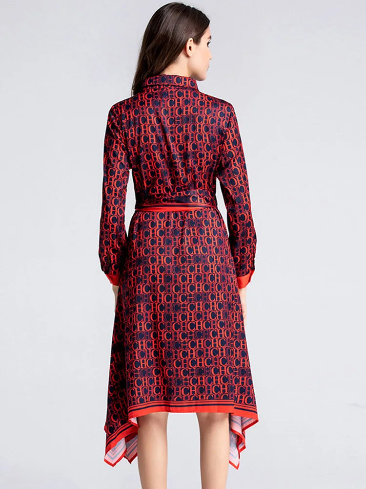 Red Evening Empire Long Sleeve Party Elegant Dresses for Female