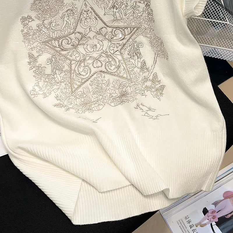 Fashion Knit Sweater Vest Women Vintage Sleeveless Round Neck