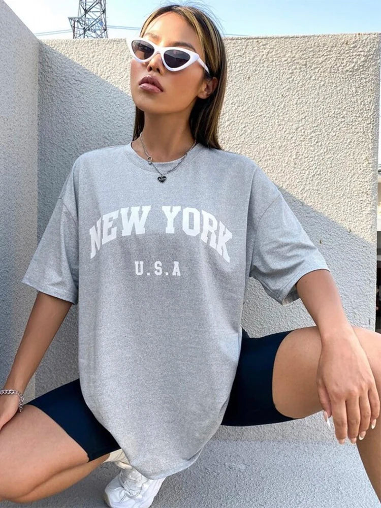 Women T-shirts New York Letter Print