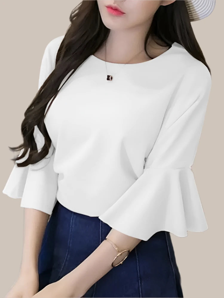 Women's Tops 3/4 Sleeve Round Neck Pearl Stitching Luxury Party Tunic