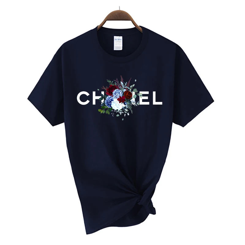 Women's Fashion T-shirt Cotton Short-sleeved O-Neck Top