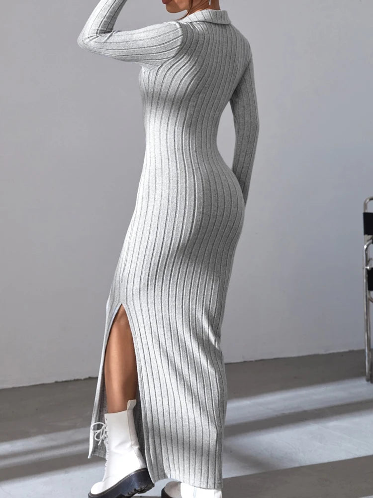 Women's sexy knit V-neck full sleeve elastic body sweater