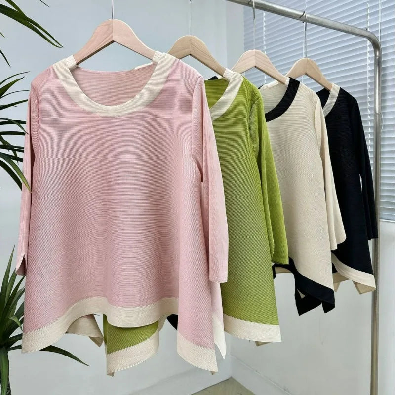 Fashion Colored Large Swing Round Neck Top