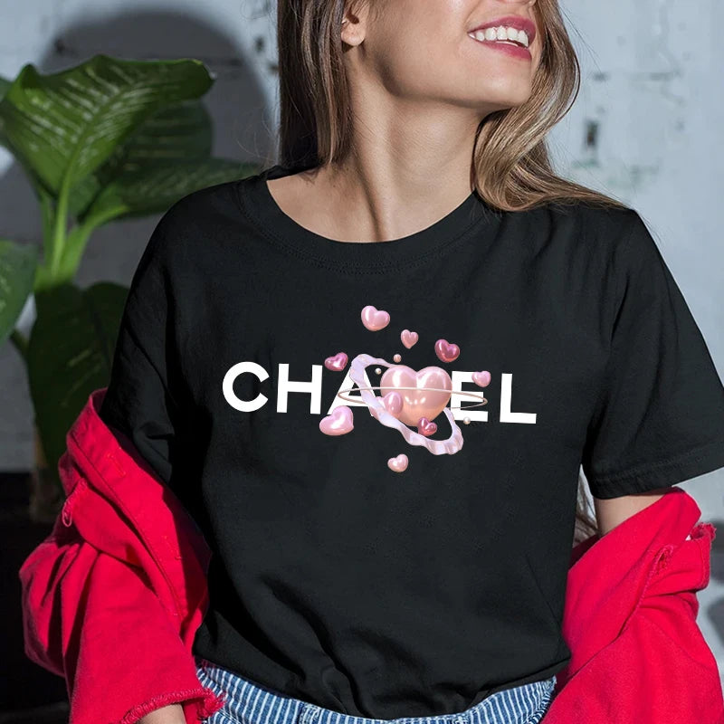 Women's Fashion T-shirt Cotton Short-sleeved O-Neck Top