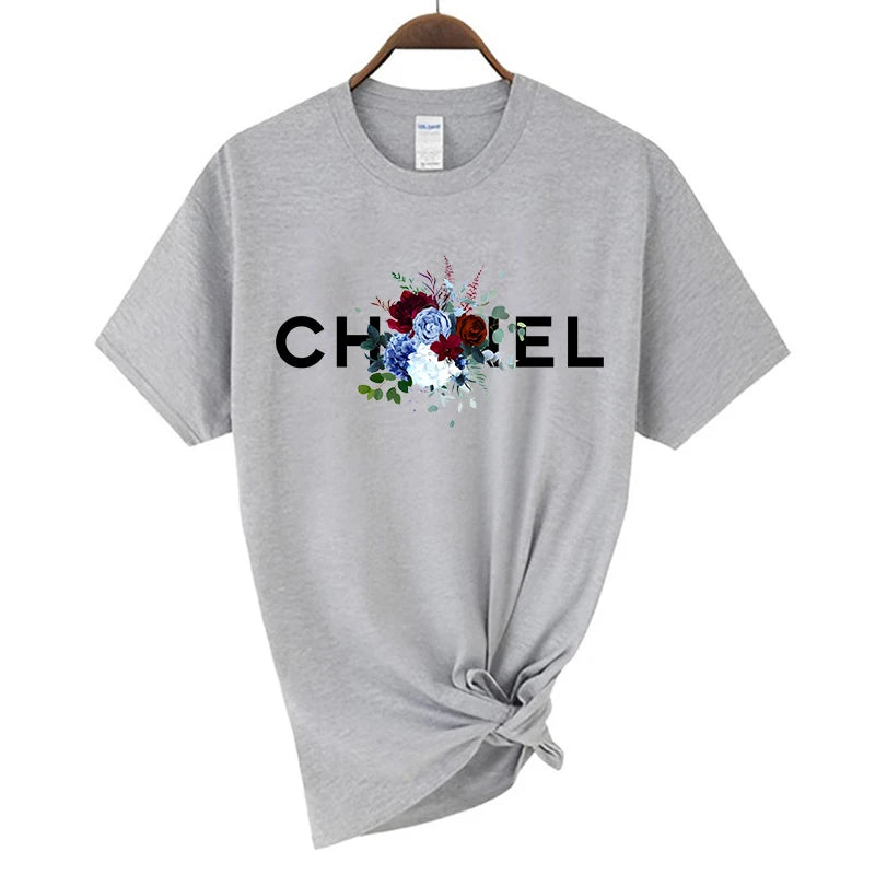 Women's Fashion T-shirt Cotton Short-sleeved O-Neck Top