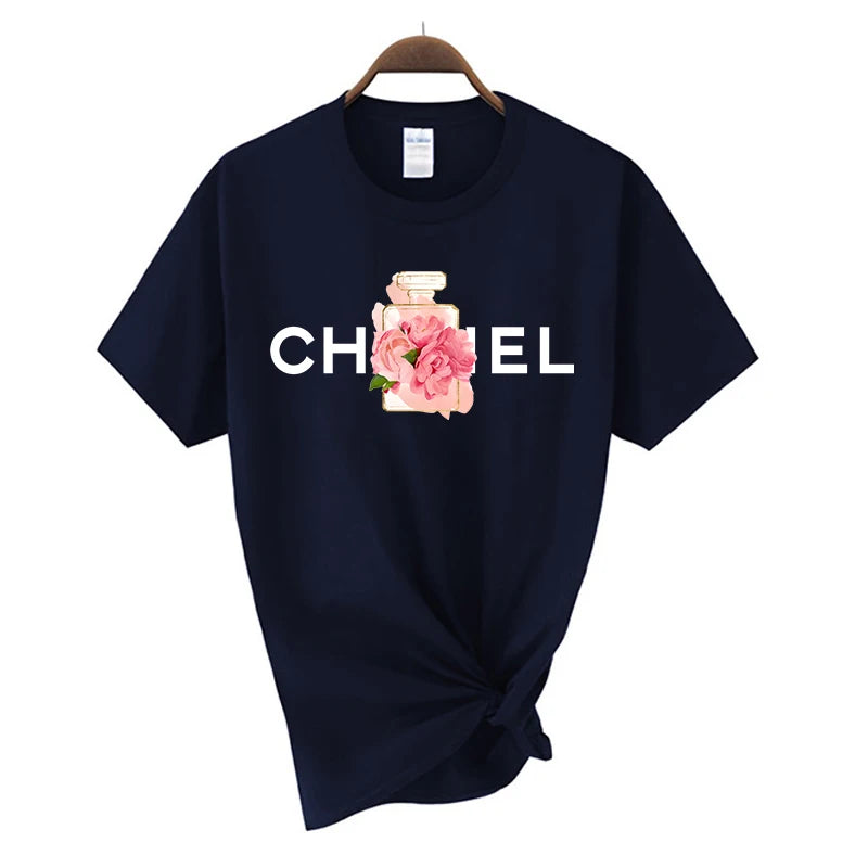 Women's Fashion T-shirt Cotton Short-sleeved O-Neck Top