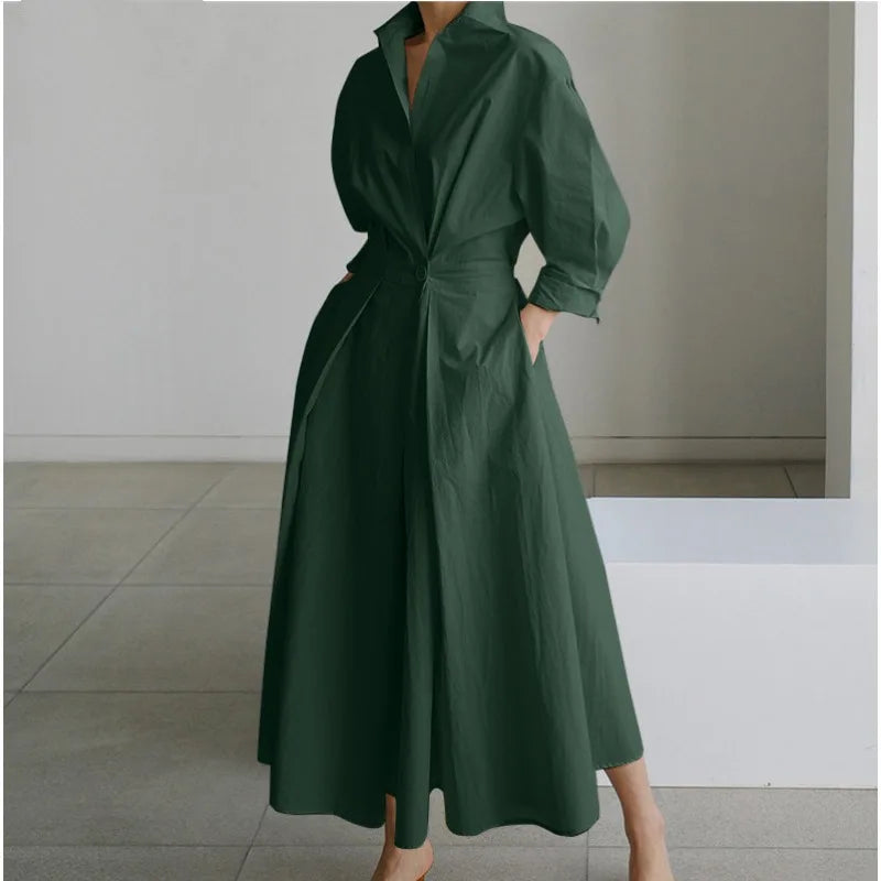 Female Frock Loose Elastic Dress High Waist Slimming Plus Size